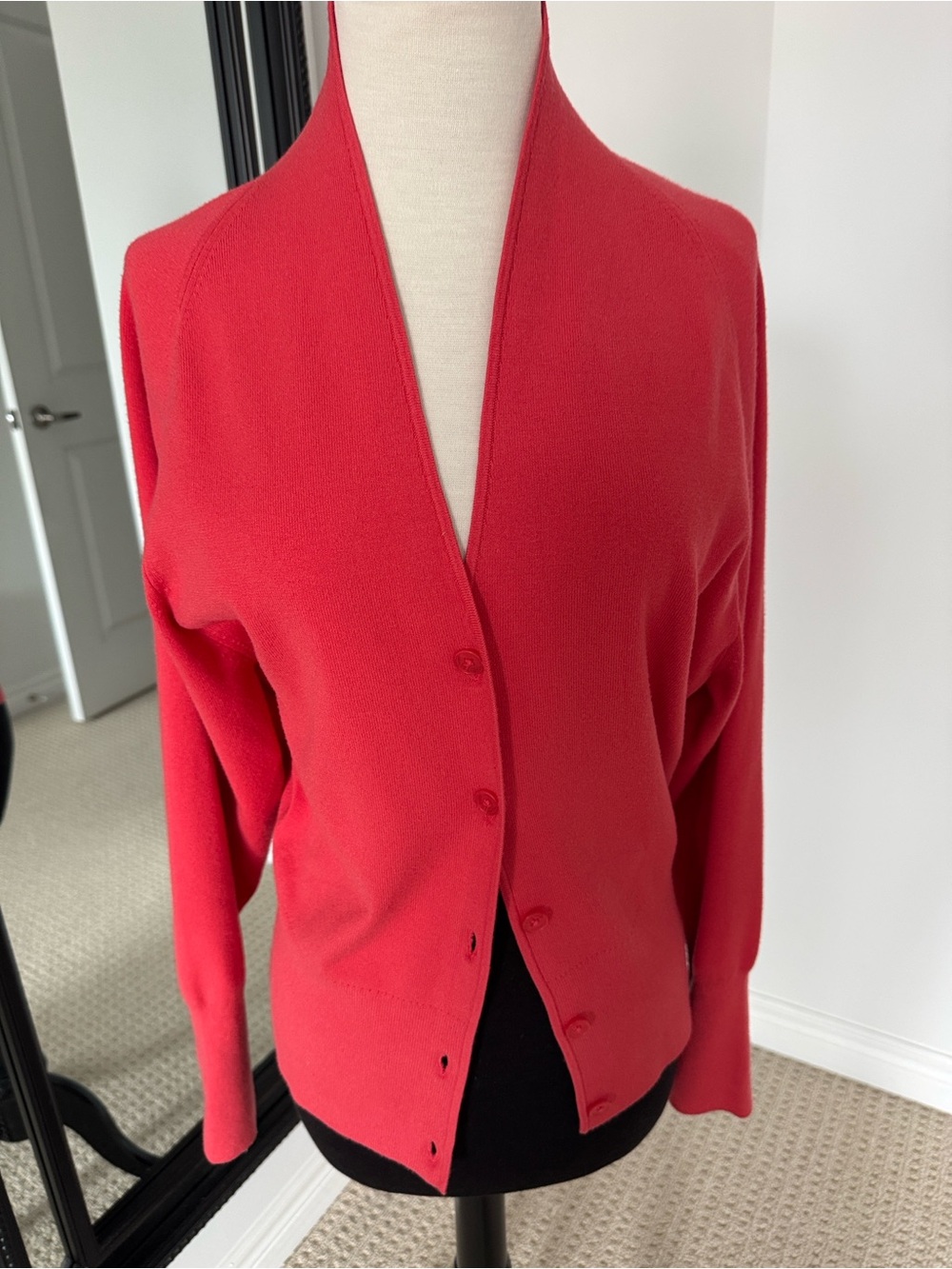 Aritzia Women's clerical cherry red Button-Front Cardigan euc